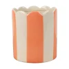 Cache-pot en grès rayé corail et blanc d16cm - Artist