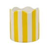 Cache-pot en grès rayé jaune et blanc d11cm - Artist