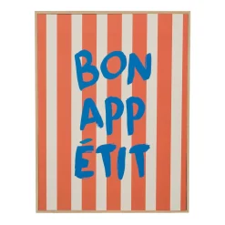 Cadre déco "Bon appétit" rayé rouge 31x41cm
