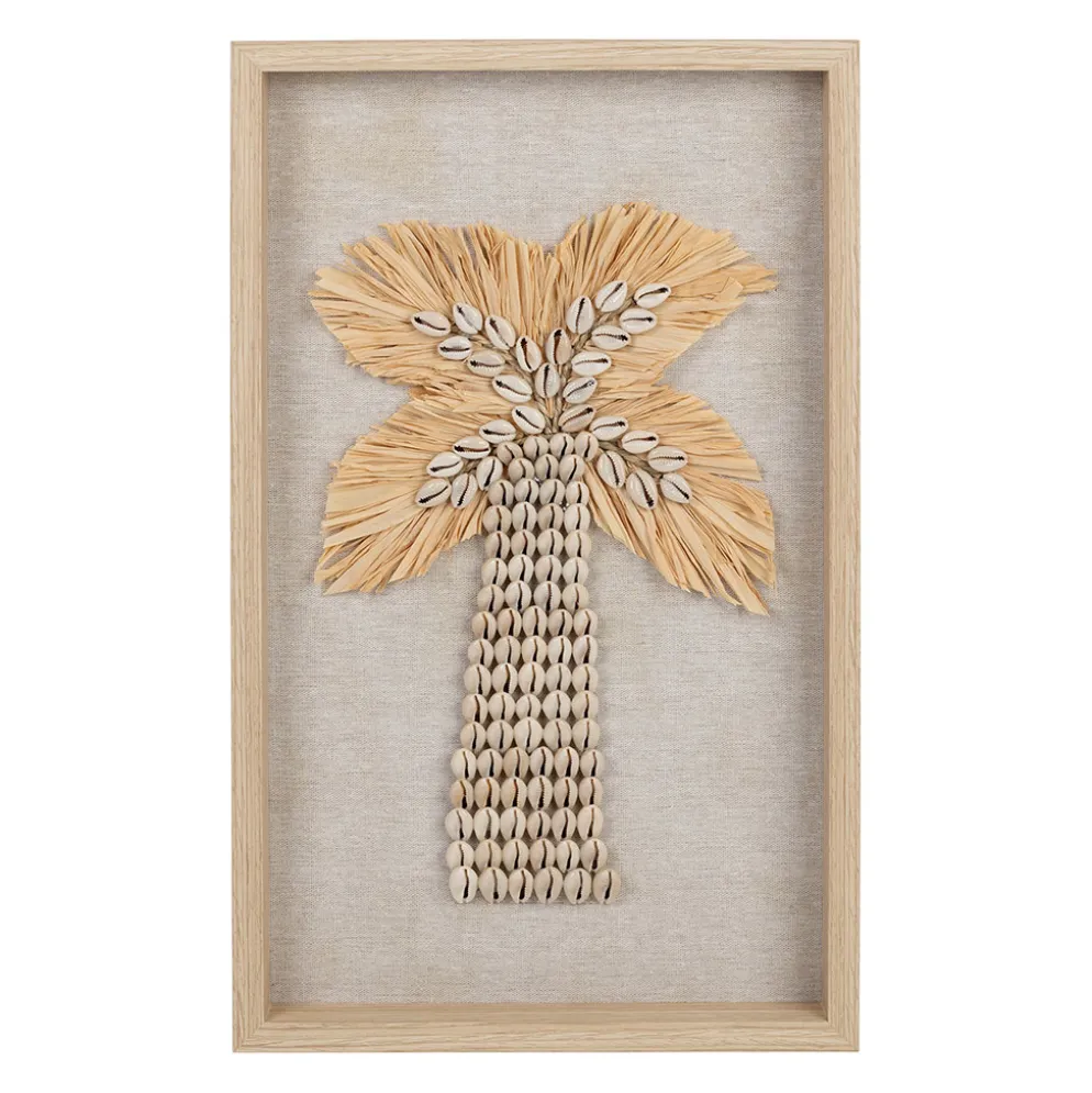 Cadre déco palmier coquillage et naturel 50x30cm - Cauri