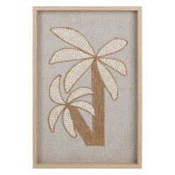 Cadre déco palmier coquillage et jonc de mer 60x40cm - Cauri