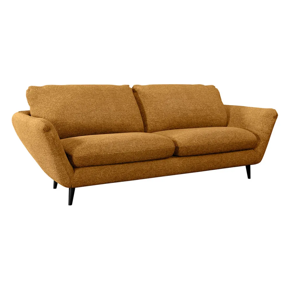 Canapé convertible bultex 3 places Axel - Tissu Velouté Epais - Storm Ocre