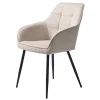 Chaise avec accoudoirs en tissu sable - Nolan