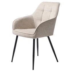 Chaise avec accoudoirs en tissu sable - Nolan