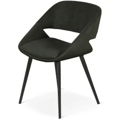 Chaise avec accoudoirs en velours côtelé vert foncé - Alma