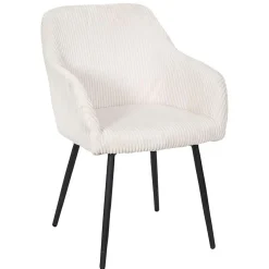 Chaise avec accoudoirs en tissu côtelé beige h46.5cm - Scarlett