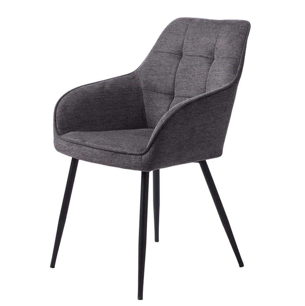 Chaise avec accoudoirs en tissu gris foncé - Nolan