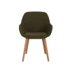 Chaise avec accoudoirs en tissu bouclette kaki - Altea