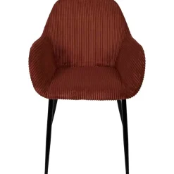 Chaise avec accoudoirs en tissu côtelé terracotta h46.5cm - Scarlett