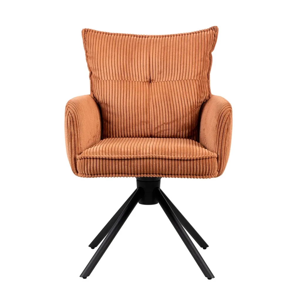 Chaise avec accoudoirs pivotante en velours côtelé camel - Moda