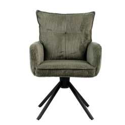 Chaise avec accoudoirs pivotante en velours côtelé vert - Moda