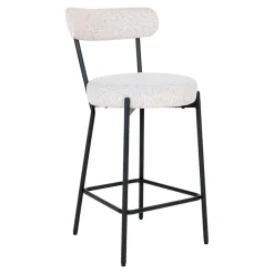 Chaise de bar en tissu blanc h65cm - Batilda