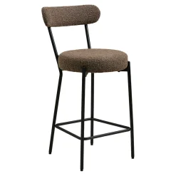 Chaise de bar en tissu brun h65cm - Batilda
