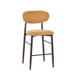 Chaise de bar en tissu jaune et pieds en métal effet noyer foncé - Copenhague