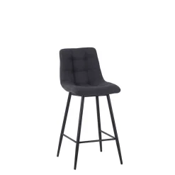 Chaise de bar en tissu matelassé antracithe - Lilly