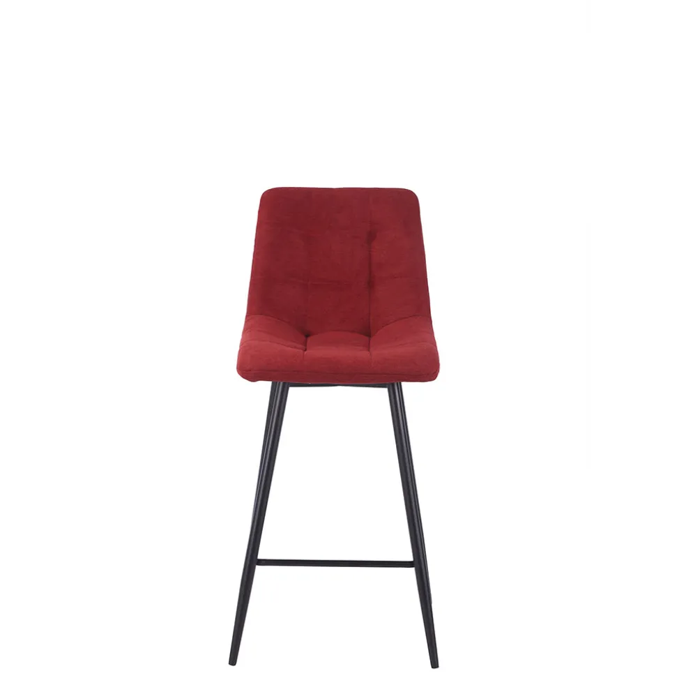 Chaise de bar en tissu matelassé cerise - Lilly