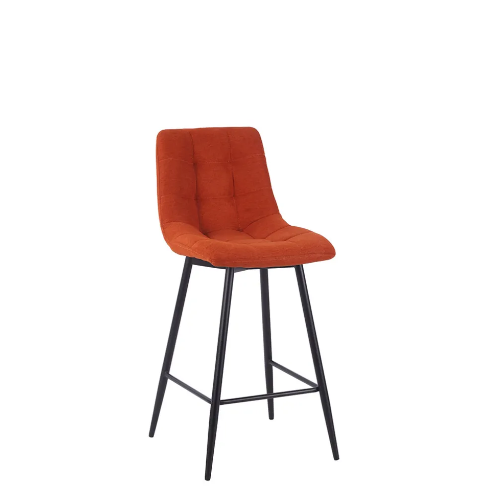 Chaise de bar en tissu matelassé terracotta - Lilly