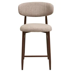 Chaise de bar en tissu sable et métal effet noyer h65cm - Lena