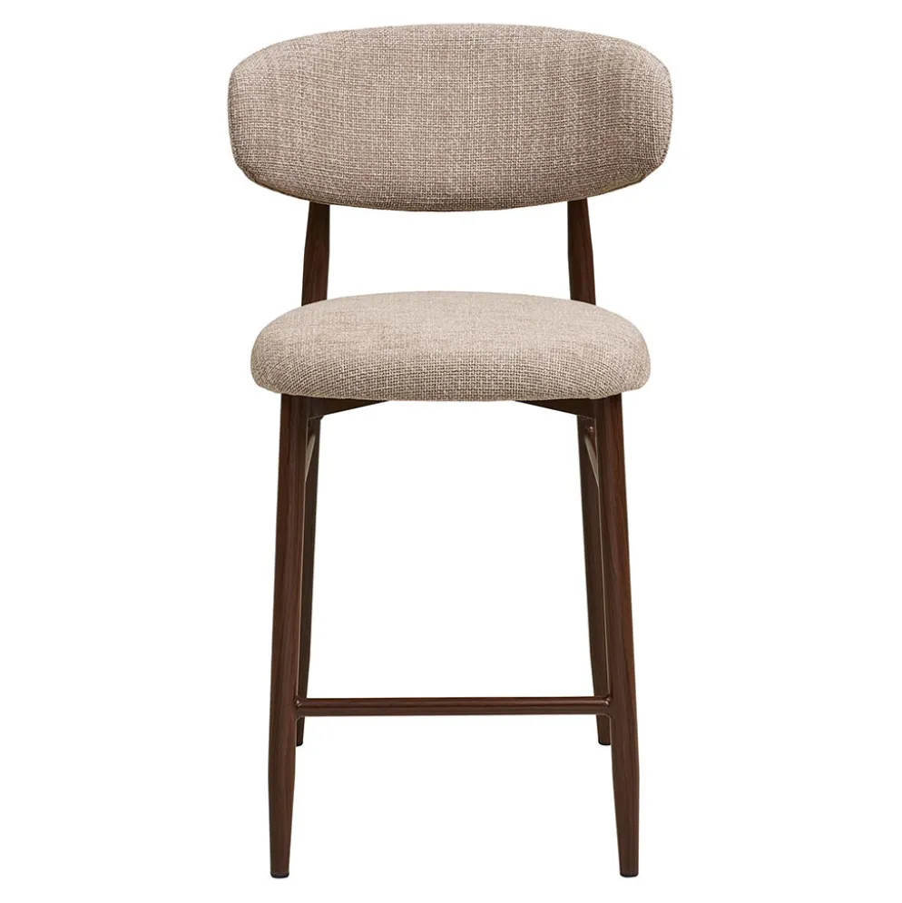 Chaise de bar en tissu sable et métal effet noyer h65cm - Lena