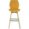 Chaise de bar en tissu soft touch moutarde h65cm - Keri
