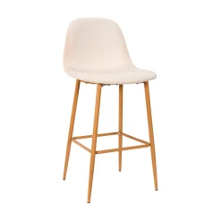 Chaise de bar en velours côtelé beige - Pauline