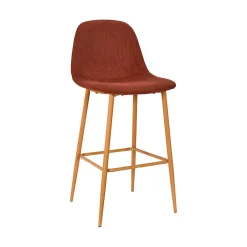Chaise de bar en velours côtelé terracotta - Pauline