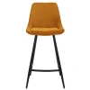 Chaise de bar en velours côtelé jaune curry h67cm - Ben