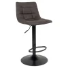 Chaise de bar pivantante réglable h88-108cm en microfibre marron - Middelfart