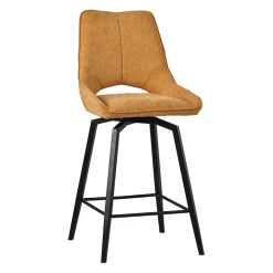 Chaise de bar pivotante en tissu jaune - Stockholm