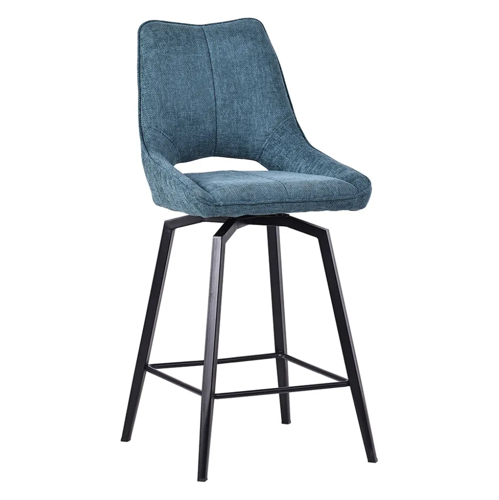 Chaise de bar pivotante en tissu bleu pétrole - Stockholm