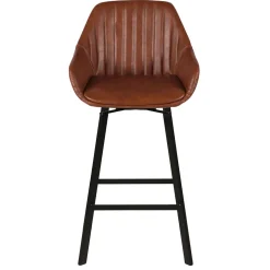 Chaise de bar pivotante effet cuir marron h75cm - Moss