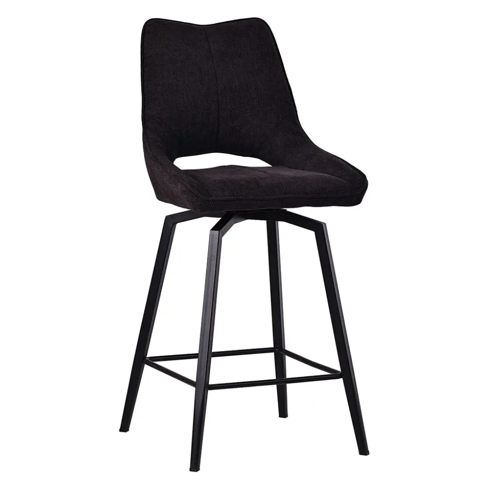 Chaise de bar pivotante en tissu marron - Stockholm