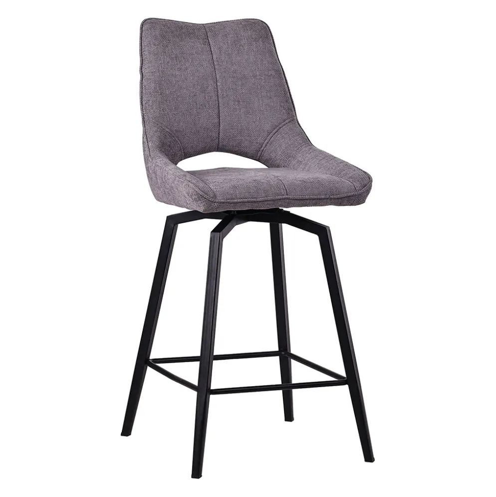 Chaise de bar pivotante en tissu gris - Stockholm