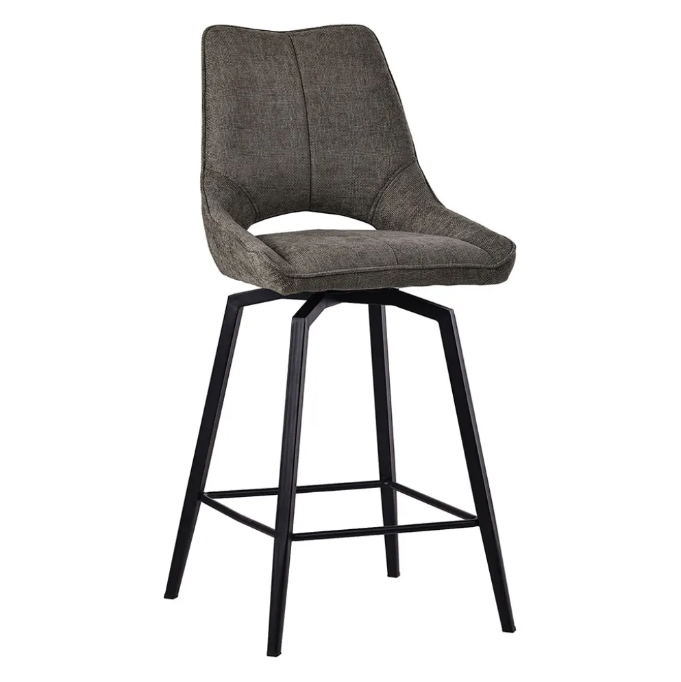 Chaise de bar pivotante en tissu vert - Stockholm