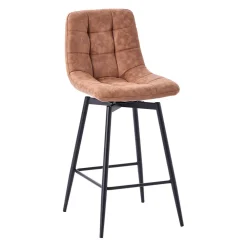 Chaise de bar pivotante en microfibre matelassé camel - Lilly