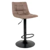 Chaise de bar pivotante réglable h61/82cm en tissu brun - Mikel