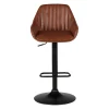 Chaise de bar pivotante réglable h62/83cm effet cuir marron - Moss