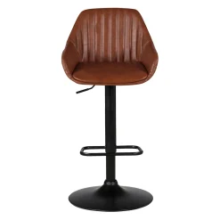Chaise de bar pivotante réglable h62/83cm effet cuir marron - Moss