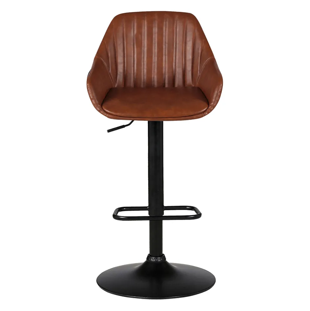 Chaise de bar pivotante réglable h62/83cm effet cuir marron - Moss