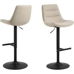 Chaise de bar pivotante réglable h65-86cm en tissu beige - Adisa