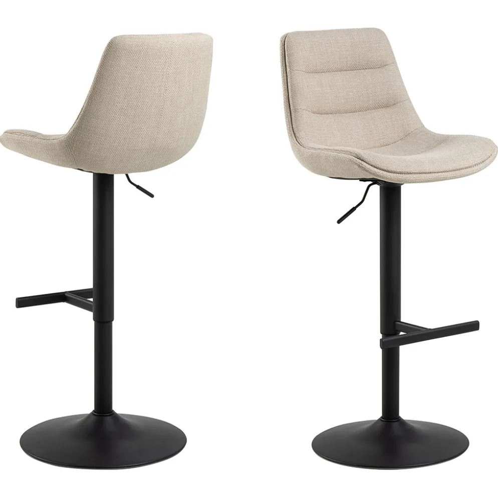 Chaise de bar pivotante réglable h65-86cm en tissu beige - Adisa