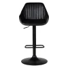 Chaise de bar pivotante réglable h62/83cm effet cuir noir - Moss