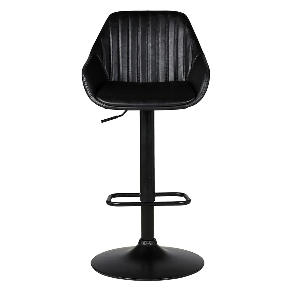 Chaise de bar pivotante réglable h62/83cm effet cuir noir - Moss