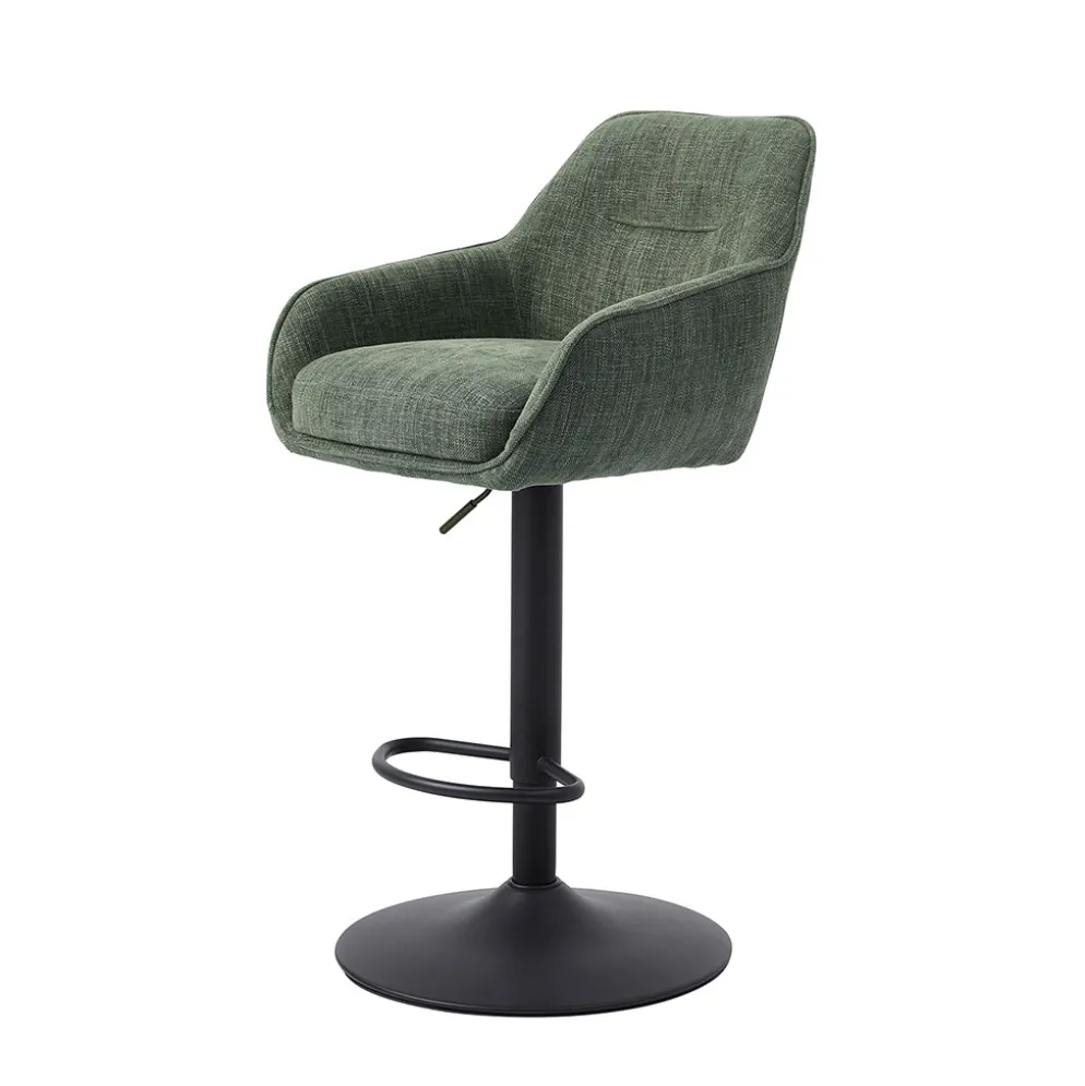 Chaise de bar pivotante réglable h69/84cm en tissu vert forêt - Avola