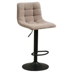 Chaise de bar pivotante réglable h61/82cm en tissu gris - Mikel