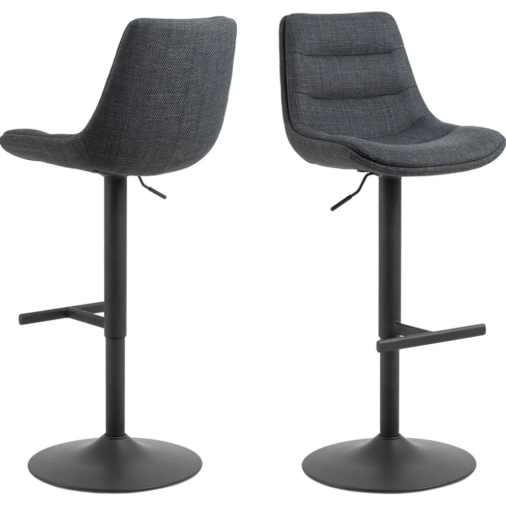 Chaise de bar pivotante réglable h65-86cm en tissu gris foncé - Adisa