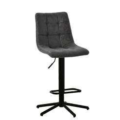 Chaise de bar réglable h64/85cm en tissu matelassé anthracite - Lilly
