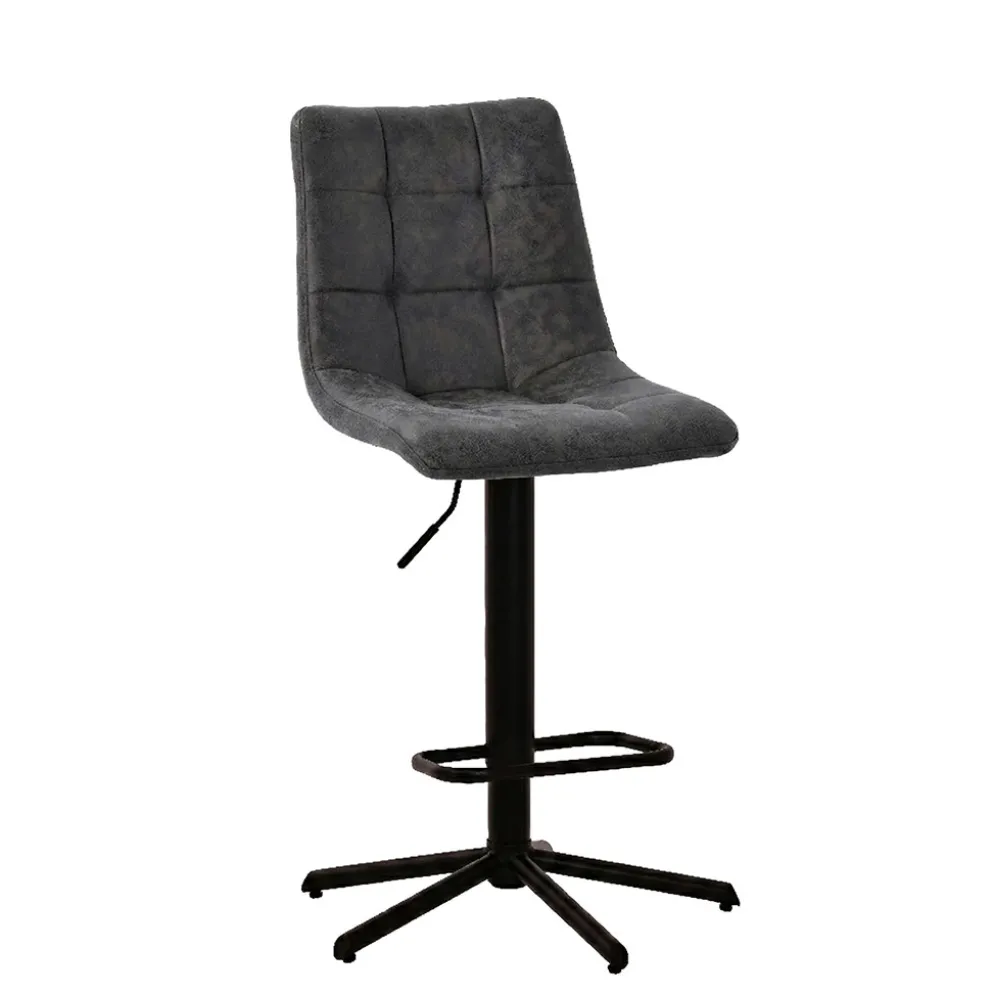 Chaise de bar réglable h64/85cm en tissu matelassé anthracite - Lilly