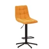 Chaise de bar réglable h64/85cm en tissu matelassé jaune - Lilly