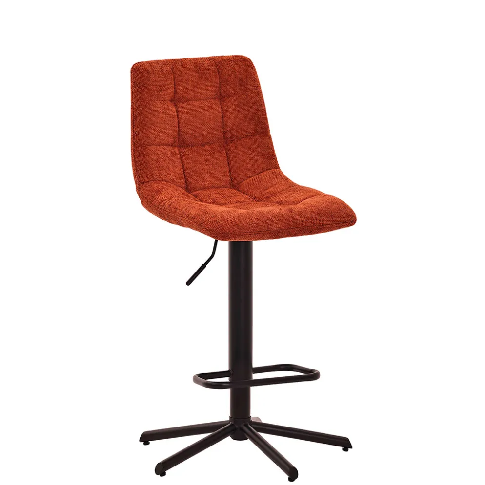 Chaise de bar réglable h64/85cm en tissu matelassé terracotta - Lilly